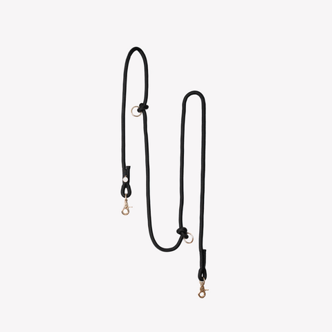 Black hands-free braided leash at full length