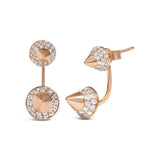 1 Ct. T.W. Diamond Double Cone Jacket Stud Earrings in 14K Rose Gold
