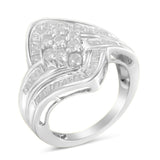 1 Ct. T.W. Diamond Bypass Cluster Ring in 10K White Gold
