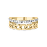 Anillo de banda de eslabones cubanos con diamantes de 1/5 ct. p.t. en oro amarillo de 10K
