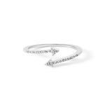 Anillo abierto de doble punta de flecha con diamantes de 1/5 ct. p.t. en plata de ley, color I-J, claridad I2-I3