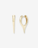 Aretes de aro huggie con daga en oro de 14K