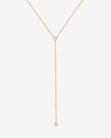 14K Gold Bezel Diamond Lariat Necklace