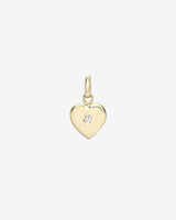 14K Gold Heart with Tiny Diamond Pendant