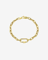 Pulsera de eslabones abiertos grandes con mosquetón en oro de 14K