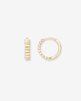 14K Gold Notched Huggie Earrings