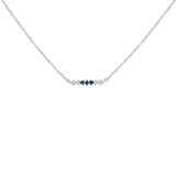 Collar de barra de 6 piedras con diamantes azules tratados y blancos de 1/5 ct. p.t. en plata de ley