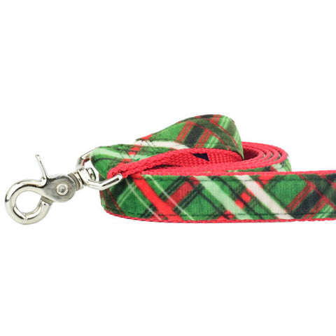 Christmas Plaid Green Velvet Dog Leash, photo 1
