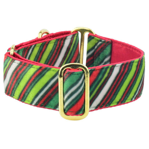 Christmas Stripes Elite Swiss Velvet Dog Collar, photo 1