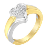 Anillo de promesa de corazón con diamantes talla princesa de 1/4 ct. p.t. en oro de dos tonos de 14K