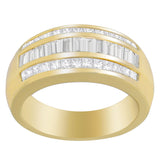 Anillo con diamantes talla princesa y baguette de 1 ct. p.t. en oro amarillo de 14K