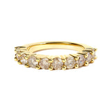 Anillo de banda de aniversario con 10 diamantes naturales de 2 ct. p.t. en plata de ley bañada en oro amarillo de 14K