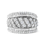 2 Ct. T.W. Diamond Multi Row Cocktail Ring in Sterling Silver