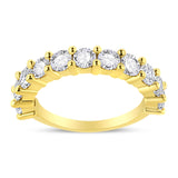Anillo de banda de garras compartidas con 11 diamantes de 2 ct. p.t. en plata de ley bañada en oro amarillo de 14K