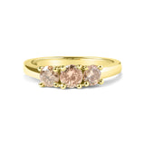 Anillo de banda de 3 piedras con diamantes champán de 1 ct. p.t. en oro amarillo de 10K, color J-K, claridad I1-I2