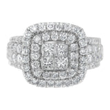 2 1/4 Ct. T.W. Round and Princess Diamond Ring in 14K White Gold