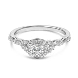 Anillo de compromiso estilo vintage con diamantes cultivados en laboratorio de 1/2 ct. p.t. en oro blanco de 14K