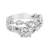 1 Ct. T.W. Lab-Grown Diamond Vintage Style Engagement Ring and Band Set in 14K White Gold