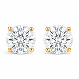 Aretes de botón solitarios con diamantes cultivados en laboratorio certificados IGI en oro de 14K
