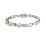 Pulsera de eslabones de canal de tejido y espiral en X con diamantes baguette de 2 ct. p.t. en oro de dos tonos de 10K