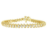 Pulsera de eslabones en espiral con diamantes redondos de 3 ct. p.t. en oro amarillo de 14K
