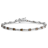 Pulsera de eslabones de barra con diamantes champán de 2 1/4 ct. p.t. en oro blanco de 14K