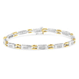 Pulsera de eslabones geométricos con diamantes talla princesa de 1 ct. p.t. en oro de dos tonos de 10K