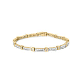 Pulsera de eslabones en canal con diamantes baguette de 1 ct. p.t. en oro amarillo de 14K