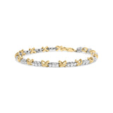 Pulsera de eslabones en X con diamantes de 1 ct. p.t. en oro de dos tonos de 10K