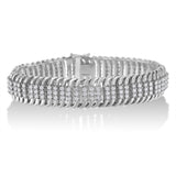 Pulsera tenis serpentina de onda en S con diamantes redondos talla brillante de 5 ct. p.t. en oro blanco de 14K