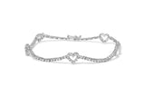 1 1/2 Ct. T.W. Diamond Heart Station Strand Bracelet in 14K White Gold