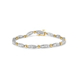 Pulsera de eslabones de canal con diamantes baguette de 2 ct. p.t. en oro de dos tonos de 10K