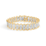 Pulsera de eslabones ovalados con bandas con diamantes de 5 ct. p.t. en oro amarillo de 10K