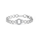Pulsera de eslabones de círculos calados entrelazados con diamantes de 1 ct. p.t. en plata de ley