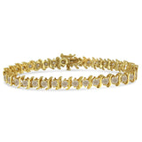 Pulsera de eslabones en S de 2 garras con diamantes de 7 ct. p.t. en plata de ley bañada en oro amarillo de 10K