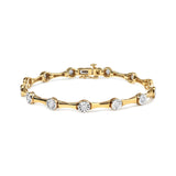 Pulsera de eslabones de estaciones Miracle-Set con diamantes de 1 ct. p.t. en plata de ley bañada en oro amarillo de 10K