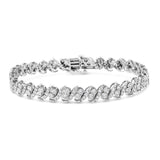 Pulsera de eslabones en S con diamantes talla redonda de 2 ct. p.t. en plata de ley