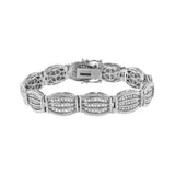 Pulsera tenis estilo art déco de garras con diamantes de 3 ct. p.t. en plata de ley
