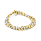 5 Ct. T.W. Diamond Double Row S-Link Cuban Bracelet in 10K Yellow Gold