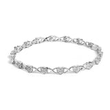 Pulsera de eslabones de corazón con detalle de diamante en plata de ley