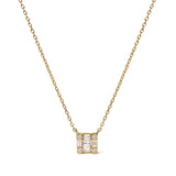 Collar con colgante cuadrado de mosaico en racimo con diamantes de 1/10 ct. p.t. en oro amarillo de 10K