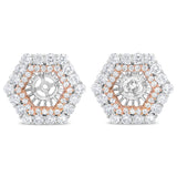1 7/8 Ct. T.W. Round Diamond Double Halo Earrings Jacket for 6mm Round Studs in 14K Rose and White Gold