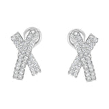 2 Ct. T.W. Round-Brilliant-Cut Diamond Domed X Shaped Omega Back Stud Earrings in 14K White Gold