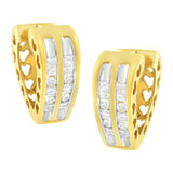 1/2 Ct. T.W. Diamond Huggy Heart Hoop Earrings in 10K Yellow Gold