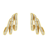 Aretes de botón de aro abierto en espiral de varias hileras de canal con diamantes de 1 ct. p.t. en oro amarillo de 10K