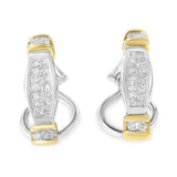 Aretes con diamantes redondos y talla princesa de 0.5 ct. p.t. en oro de dos tonos de 14K