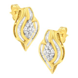 Aretes de botón de racimo y remolino con diamantes redondos de 1/3 ct. p.t. en oro amarillo de 10K