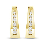 Aretes de aro de canal con diamantes redondos de talla brillante de 1/4 ct. p.t. en oro de 14K