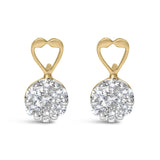 Aretes con diamantes redondos de 1 ct. p.t. en oro amarillo de 14K
