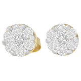 Aretes de botón con diamantes redondos de 3/4 ct. p.t. en oro amarillo de 14K